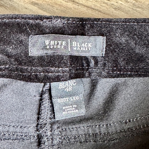 White House Black Market BLANC Velvet Black Bootcut Low Rise Pants Size 4R - Picture 5 of 14